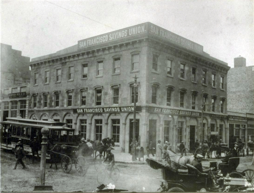 美國三藩市座立於金融區的Parrott Building（1852年落成，1926年拆卸）（Source：University of California, Bancroft Library, Roy D. Graves Pictorial Collection, c. 1850-1968）